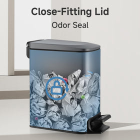 TIPGO Slim trash can in grey suitable for kitchen, bedroom, and office.