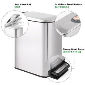 Removable inner bucket shown for easy cleaning and bag changes.