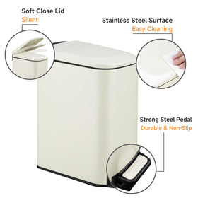 TIPGO Slim trash can stainless body offers durable, easy cleaning