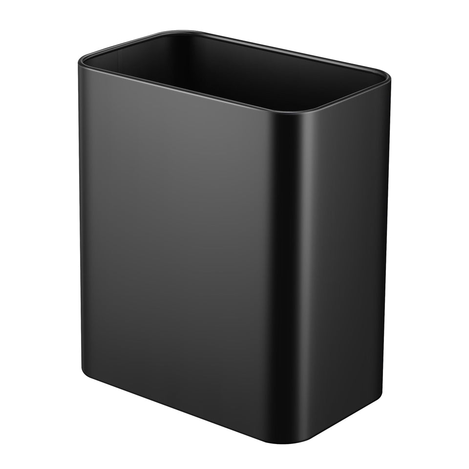 TIPGO small metal trash can with open top in matte black for easy disposal