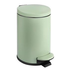 TIPGO small trash can with green lid and soft close for quiet bathroom use.