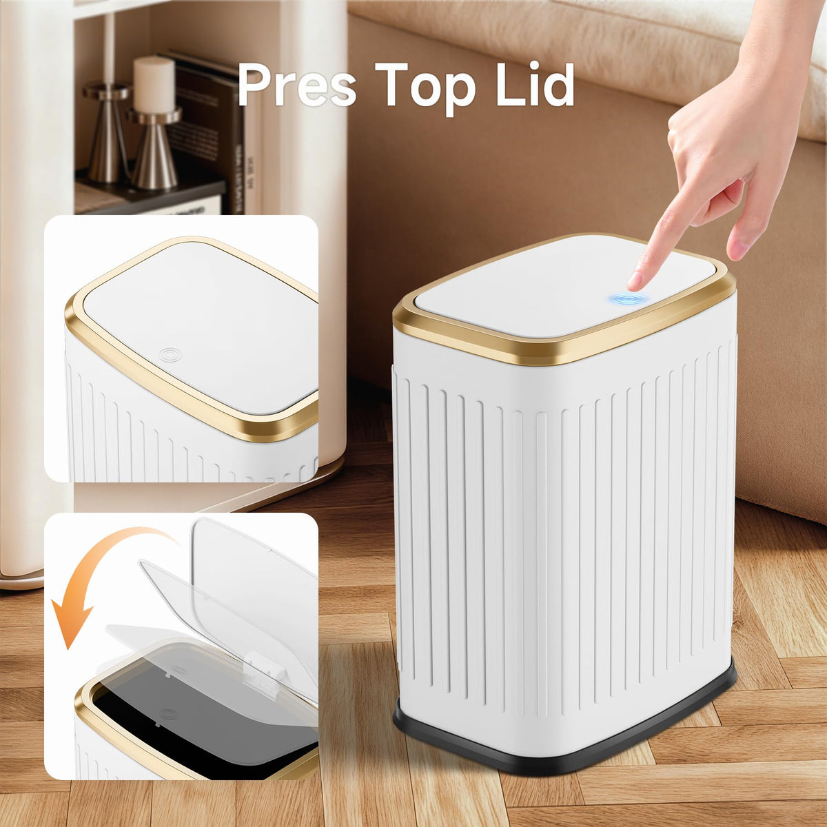 TIPGO space-saving trash bin 6-6 inch wide fitting tight corners