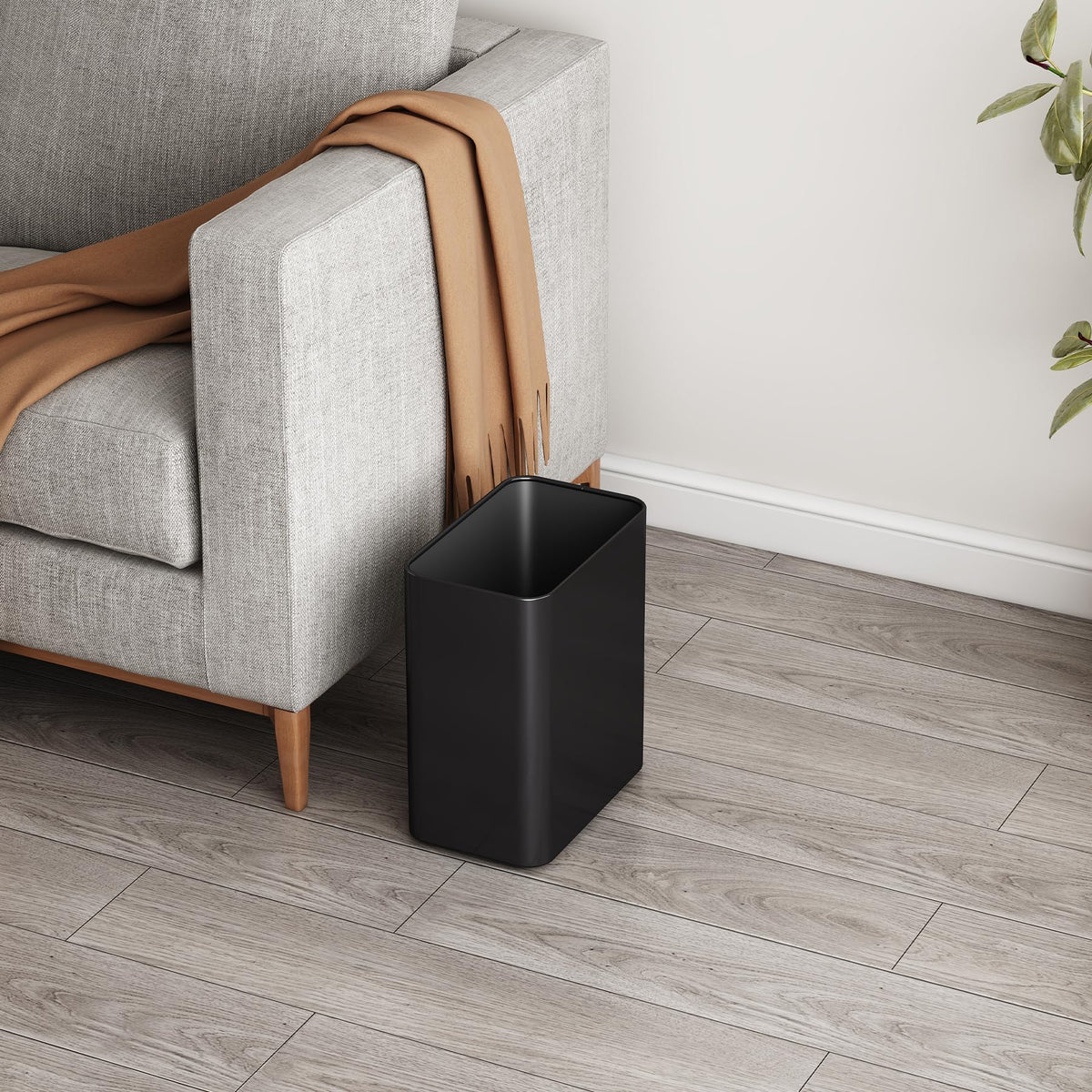 TIPGO stainless steel matte-black trash bin with durable finish