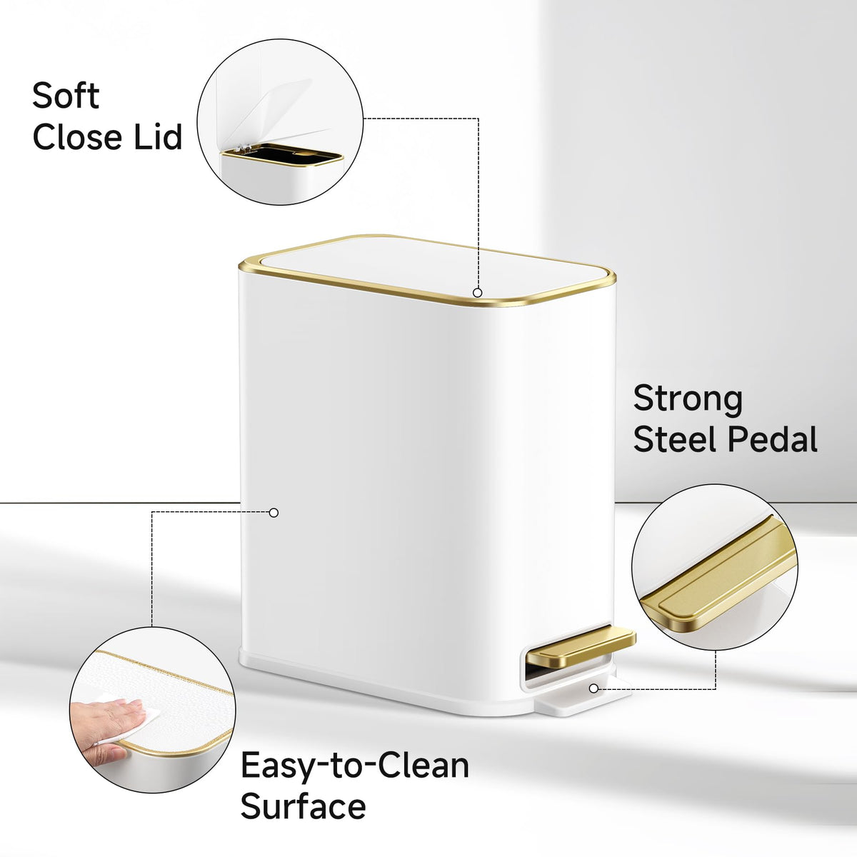 TIPGO step pedal trash bin-steel showcases a responsive, easy disposal experience.