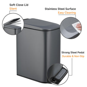 TIPGO Slim trash can removable inner bucket for easy cleaning.