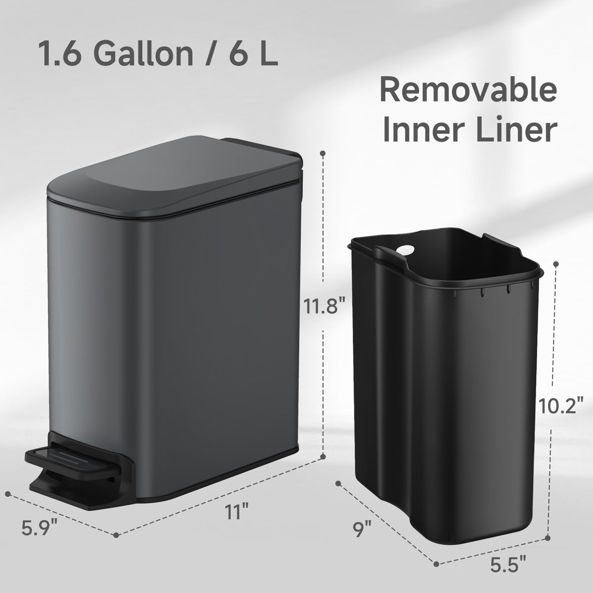 TIPGO Slim trash can stay-open at 90 degrees for easy bag changes.