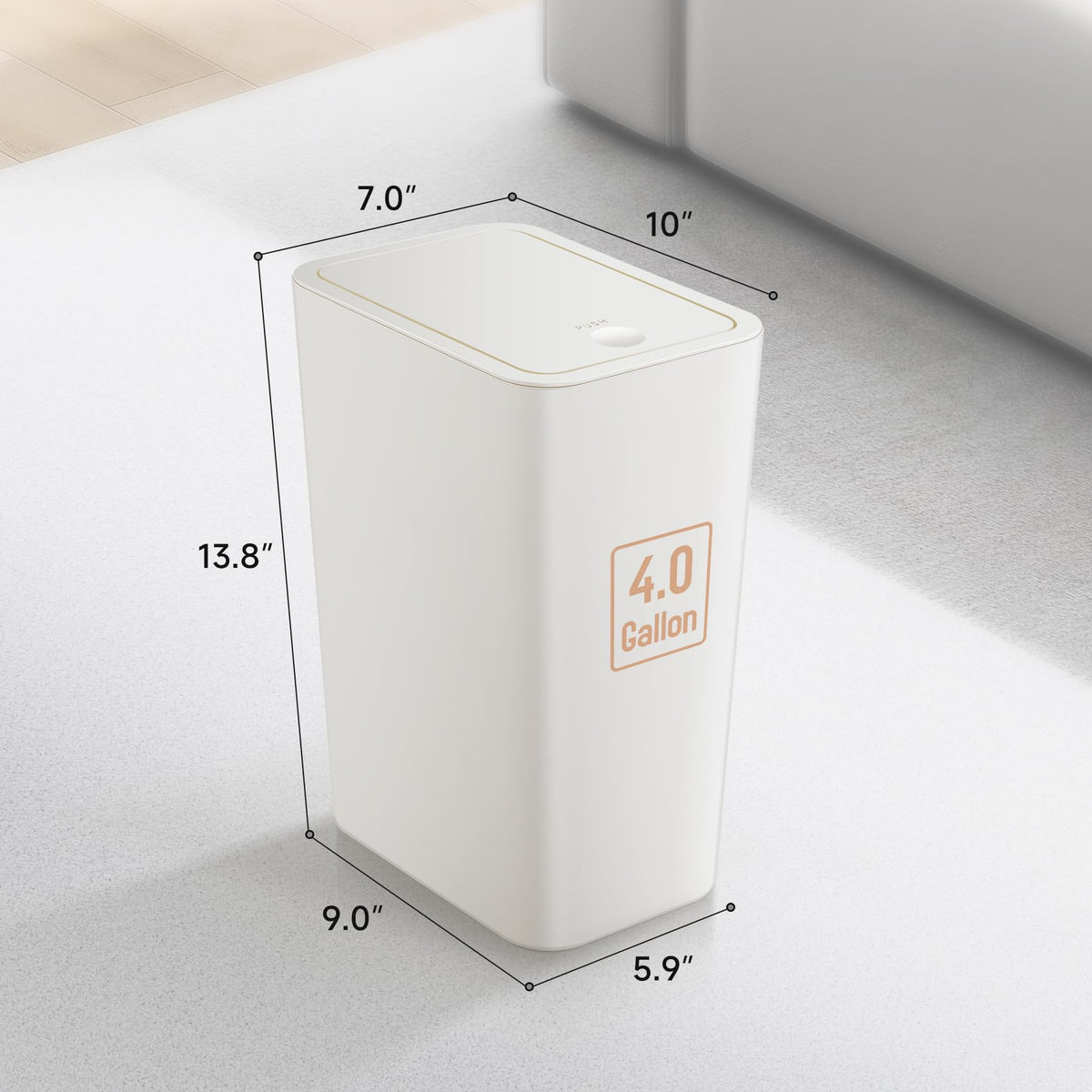 TIPGO white trash can adds modern elegance to any room.