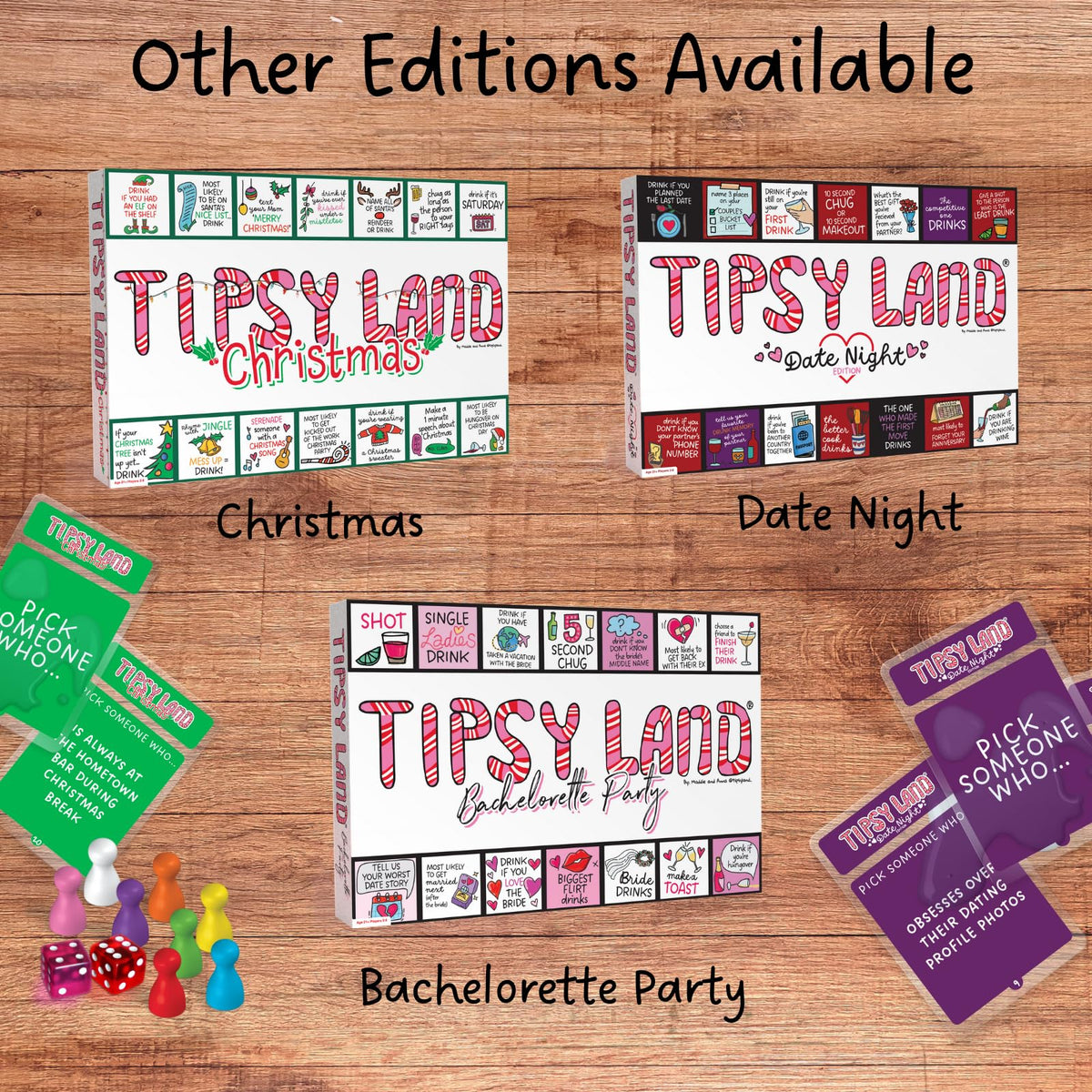 TIPSY LAND Original Edition game night scene with friends laughing