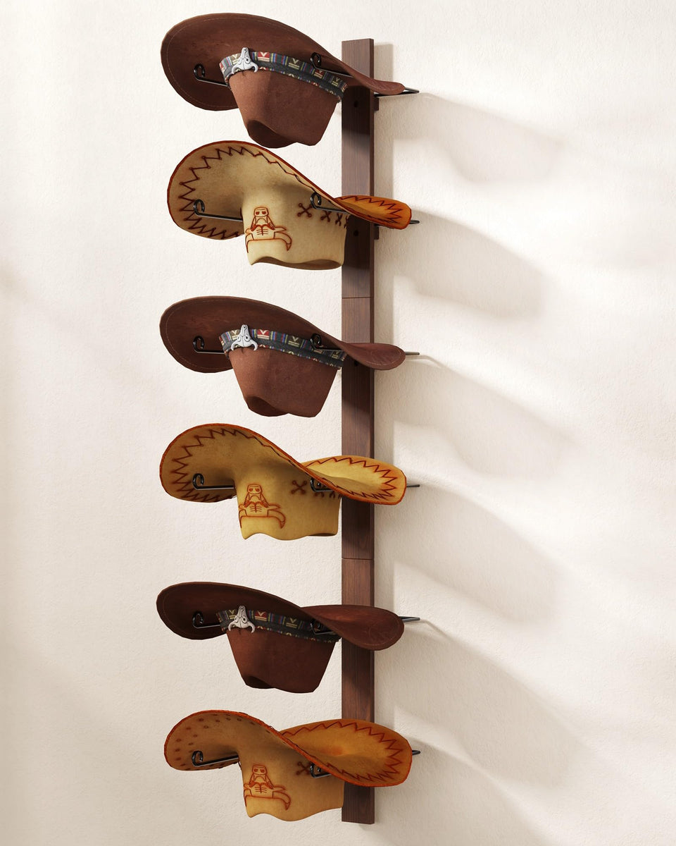 TIPSYTREE cowboy hat holder panel-assembly demonstrates flexible layout for a personalized hat wall.