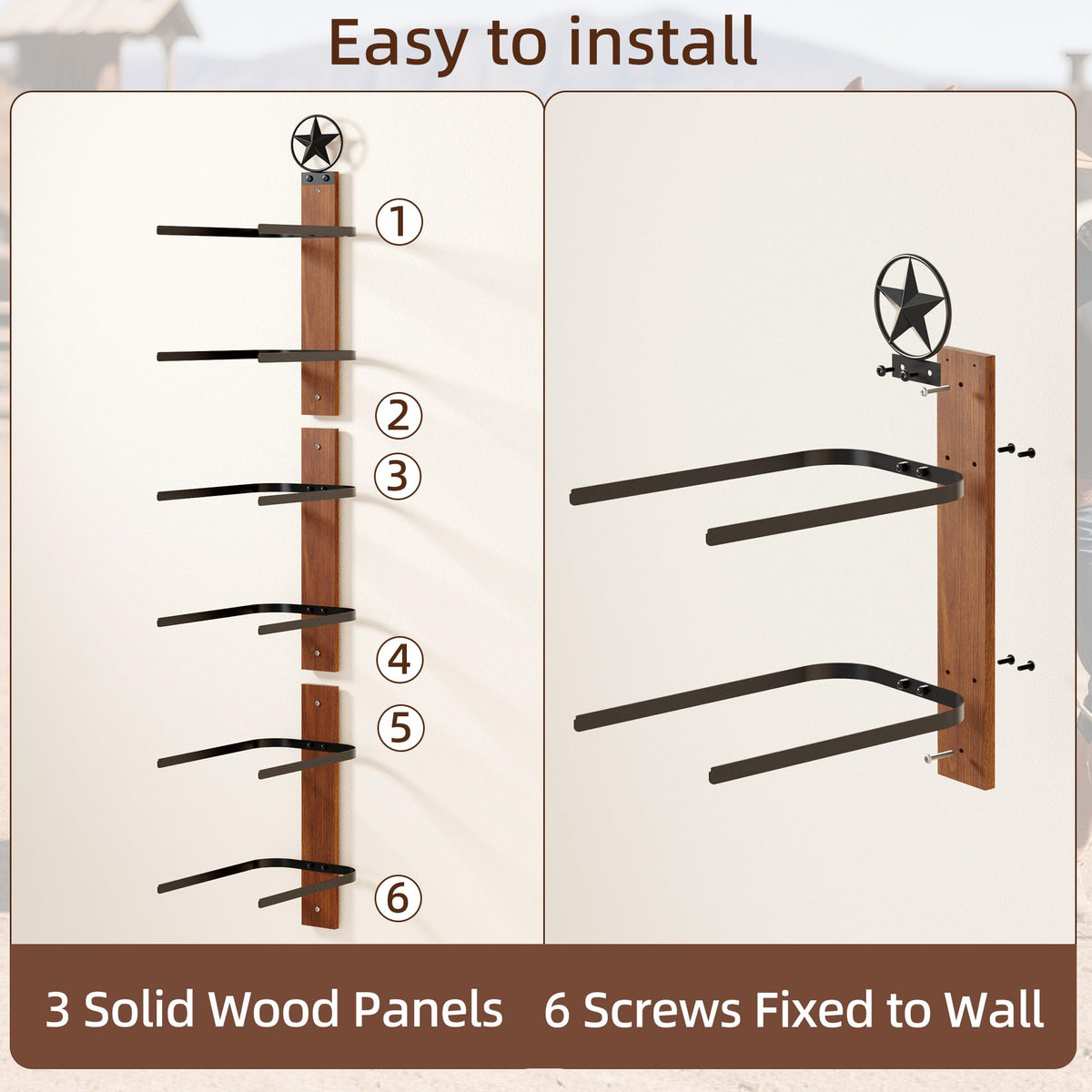 TipsyTree Anti-rust steel hooks on hat rack resist wear over time.