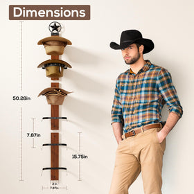 TipsyTree Cowboy Hat Rack wall panel vertical layout displaying hats neatly.