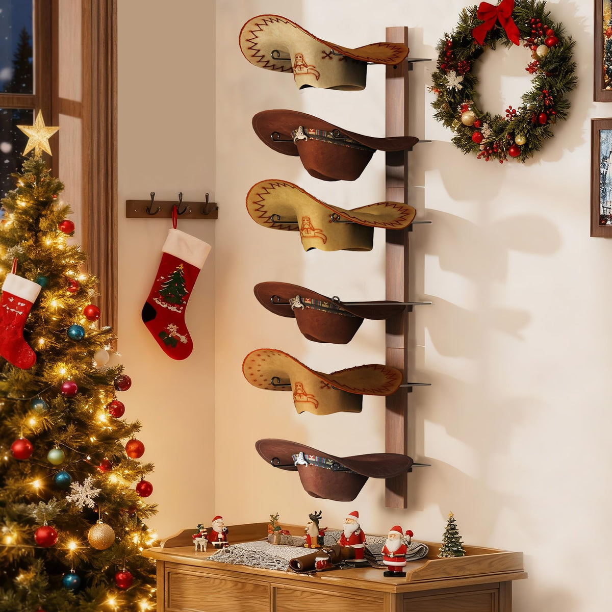 TIPSYTREE hat-rack-depth protects shapes with ample space between hats.
