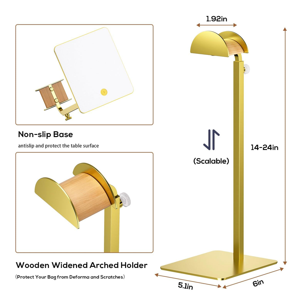 TIPSYTREE stainless-steel base provides stability for heavier bags.