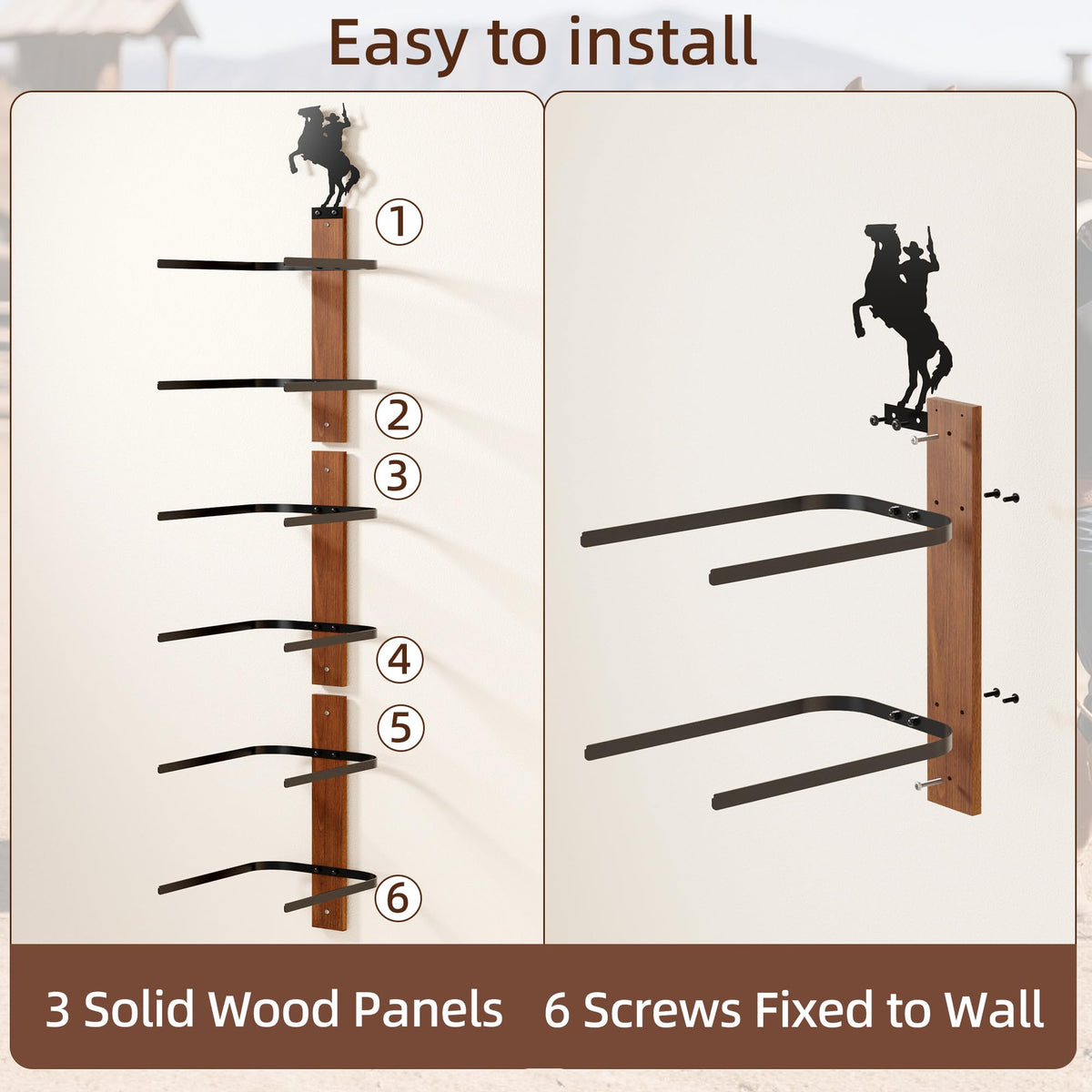 TIPSYTREE solid wood with rustproof steel for durable wall storage.