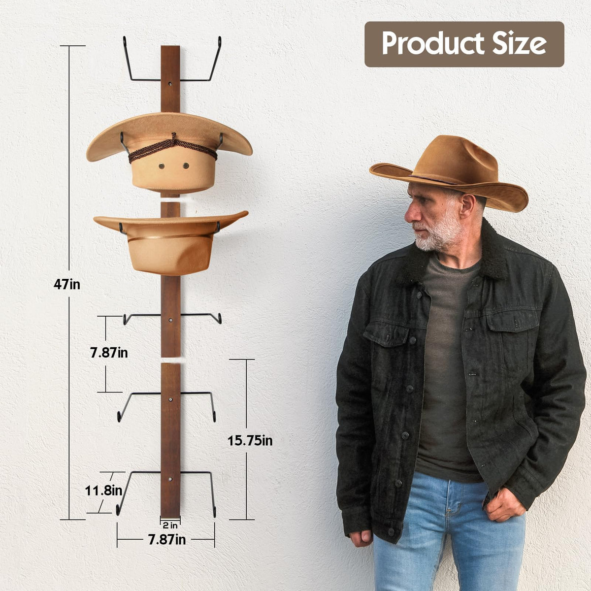 TIPSYTREE western-style storage adds rustic charm while keeping hats organized.