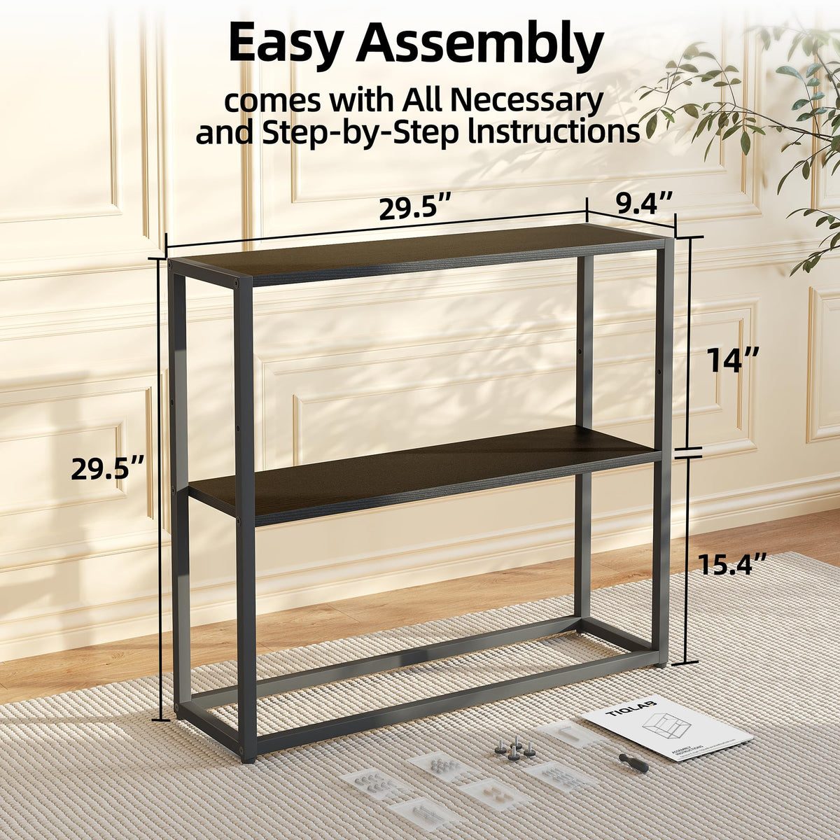 TIQLAB entryway table in narrow design saves space in tight corridors.
