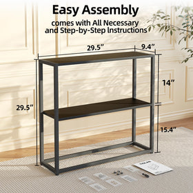 TIQLAB entryway table in narrow design saves space in tight corridors.