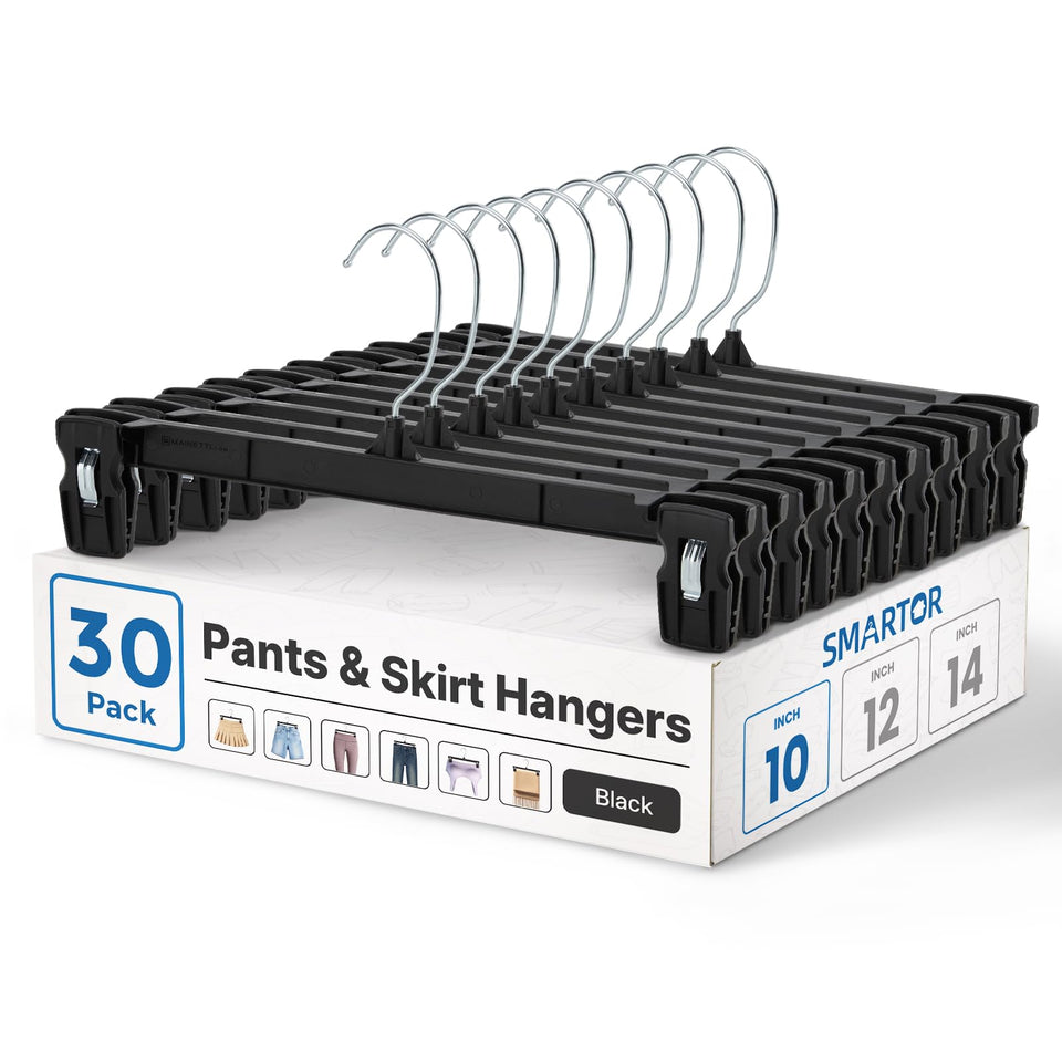 Titan Mall Smartor pants hangers with strong clamps keep trousers secure.