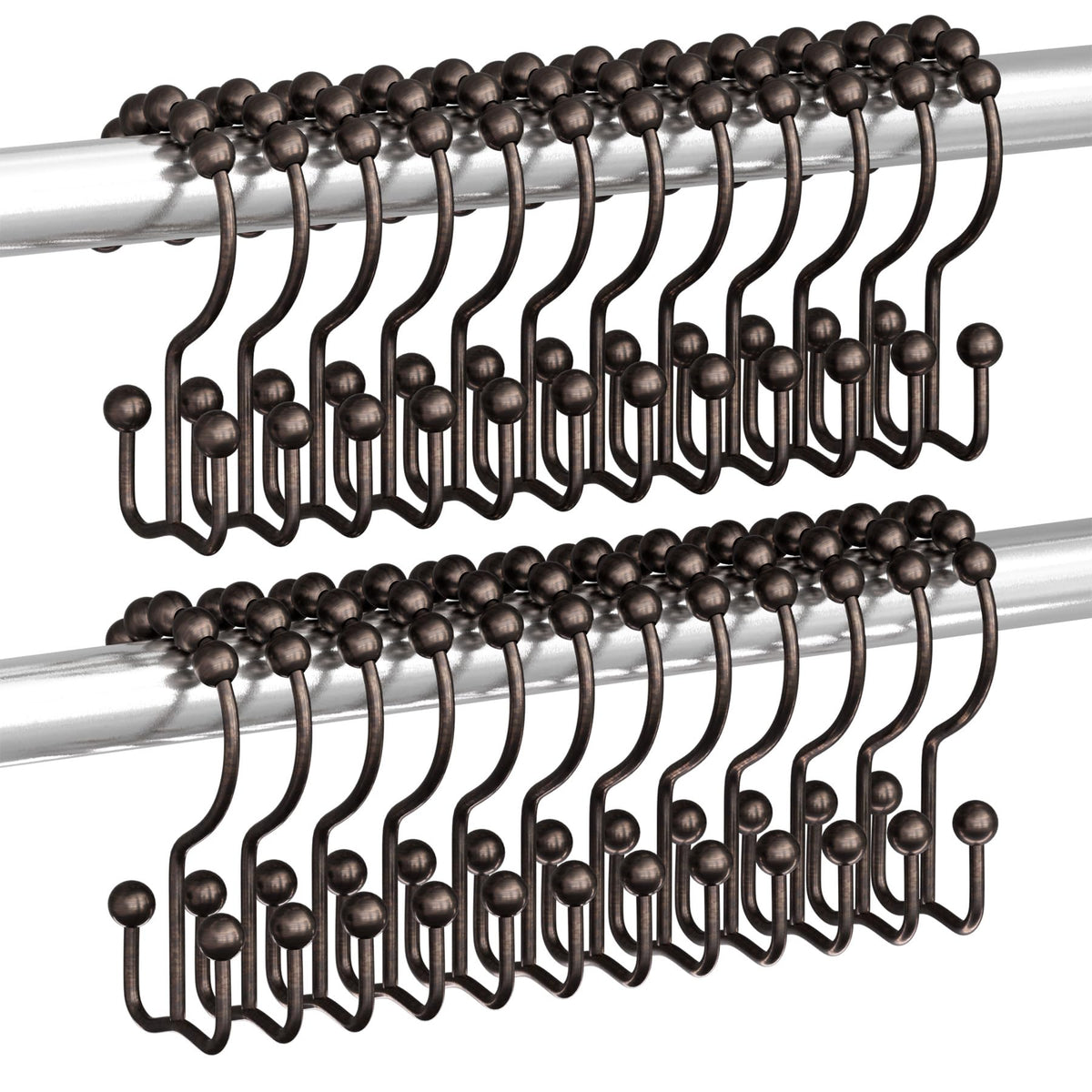 Titanker bronze double-glide shower hooks ease curtain movement on standard rods