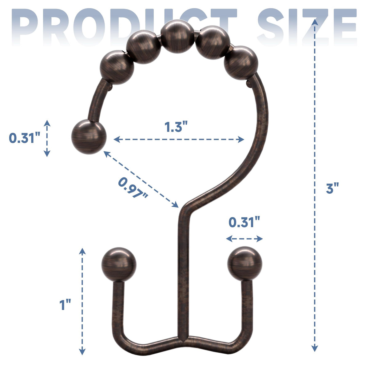 Titanker rust-resistant metal shower hooks resist moisture for long-lasting use