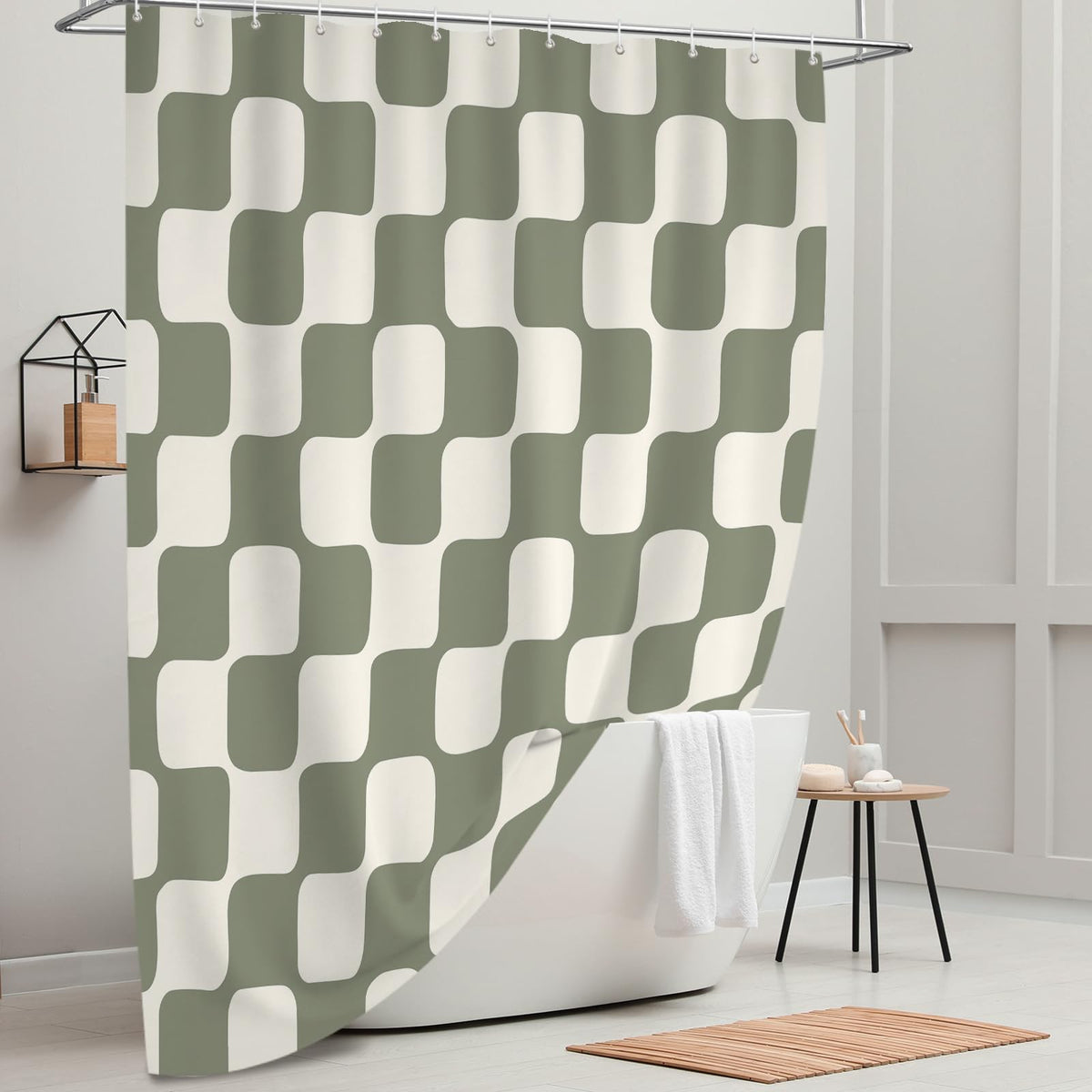 Tititex waterproof curtain helps keep bathroom dry and tidy.
