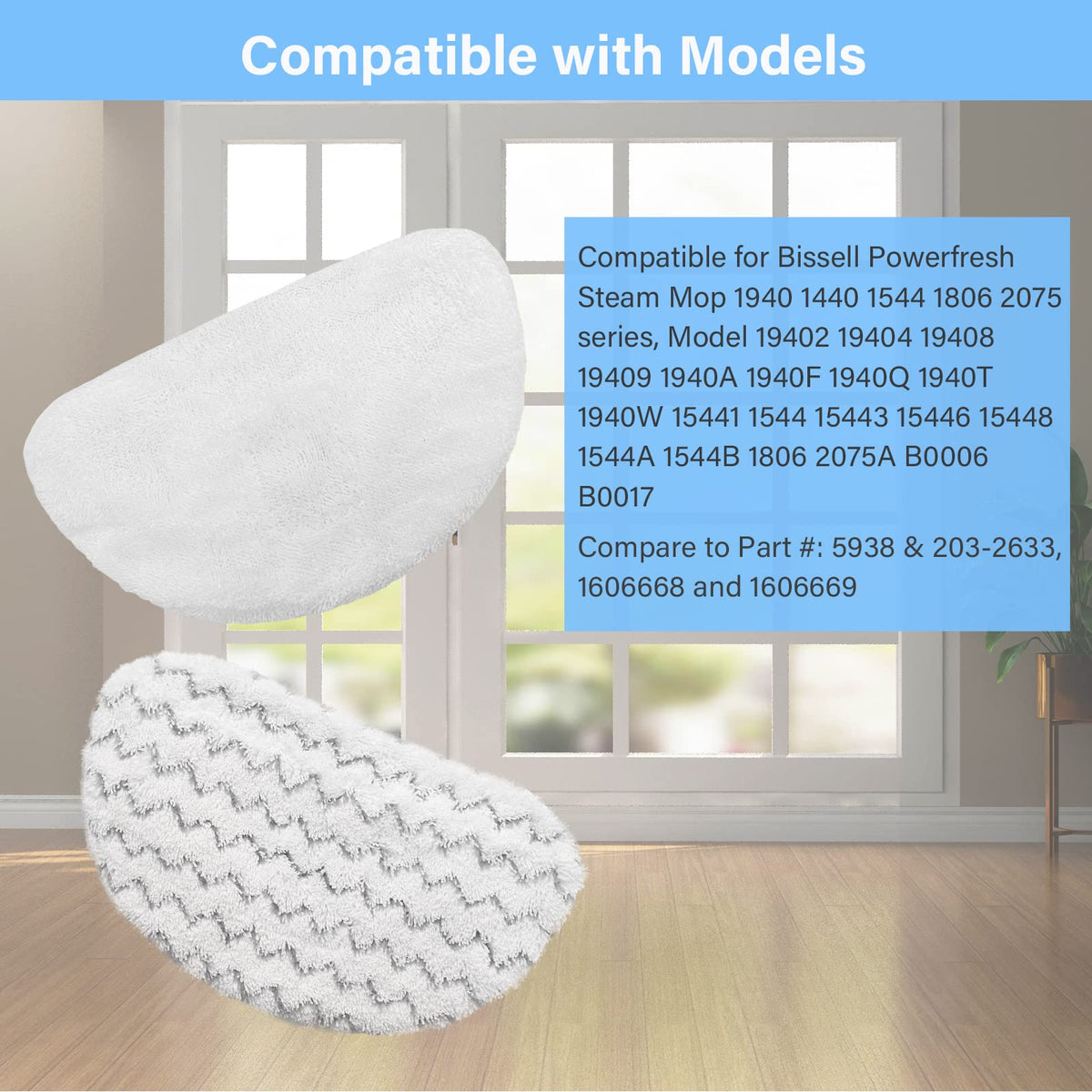 Tivcroxs microfiber pad close-up shows strong absorbency for steam cleaning.