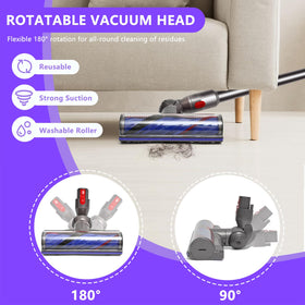 Roller glides under furniture for hard-to-reach dust removal.