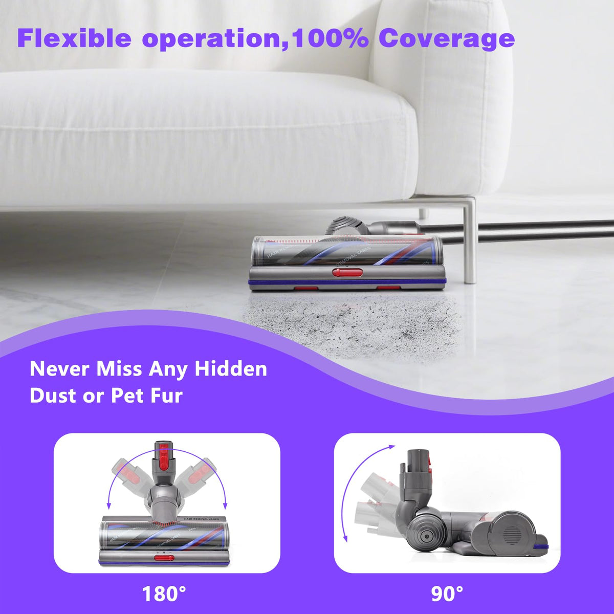 Adjustable suction toggle on Tivcroxs head for different surfaces.