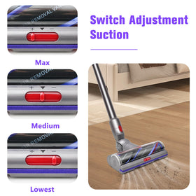 Close-up of Tivcroxs anti-tangle blades on Dyson V11 for efficient cleaning.