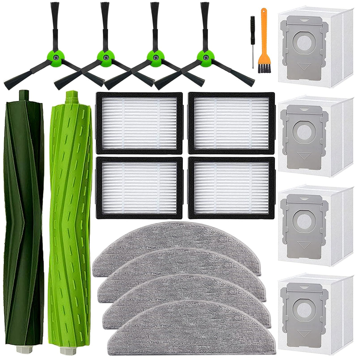 Tivcroxs Roomba Combo replacement kit with multi-surface brushes for thorough cleaning.