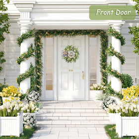 TIVMIK seasonless wreath blends with spring, summer, fall, and winter decor.