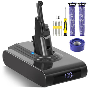 TIXWOGH Dyson V8 battery with LED display shows remaining charge for easy monitoring