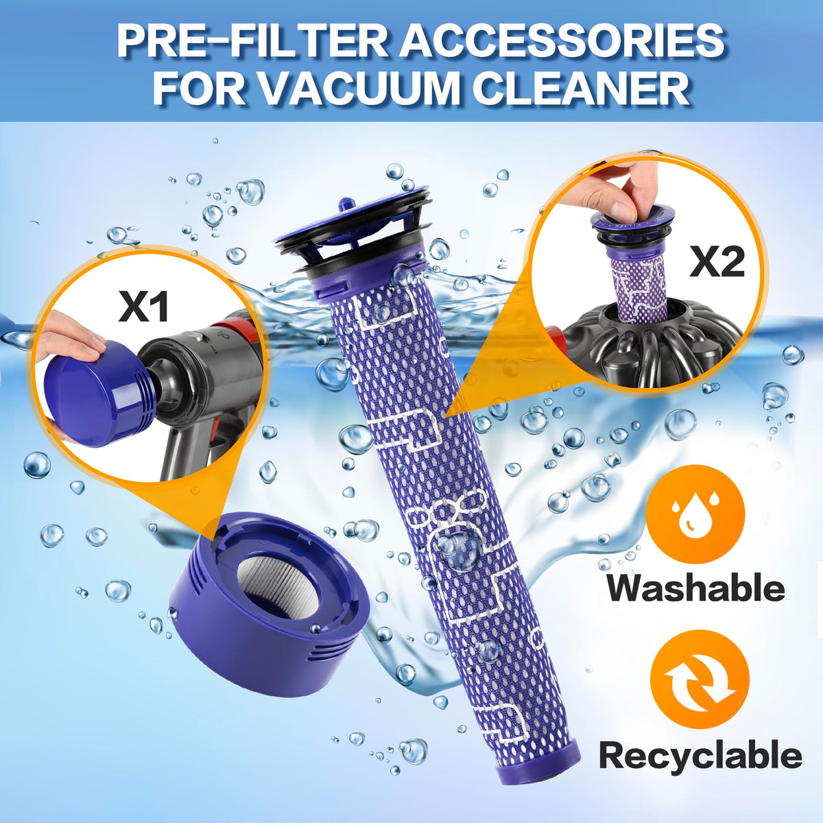 TIXWOGH included filters support consistent suction and airflow