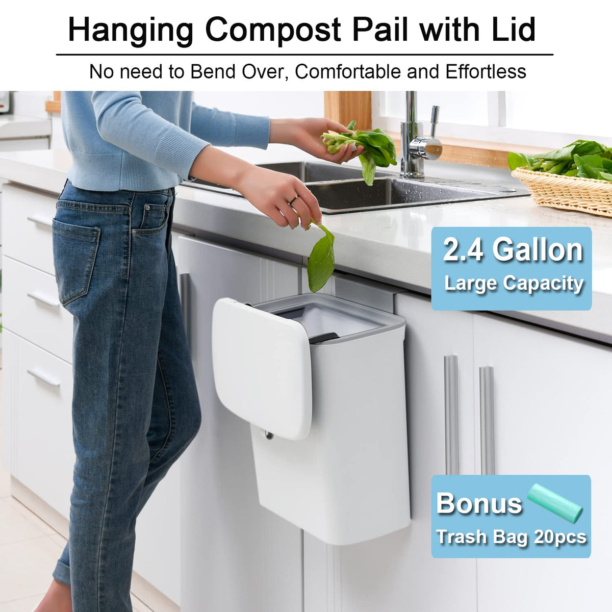 Tiyafuro wall mount compost bin ready for cupboard doors