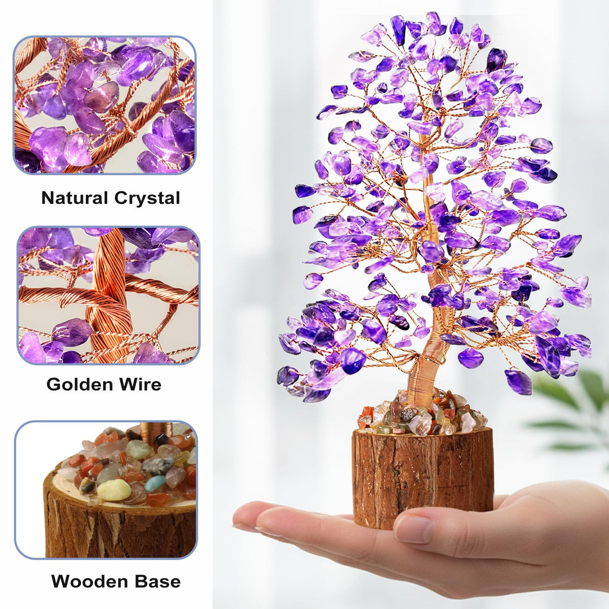 Tizzomx amethyst crystal tree branches to enhance focus and ambiance.
