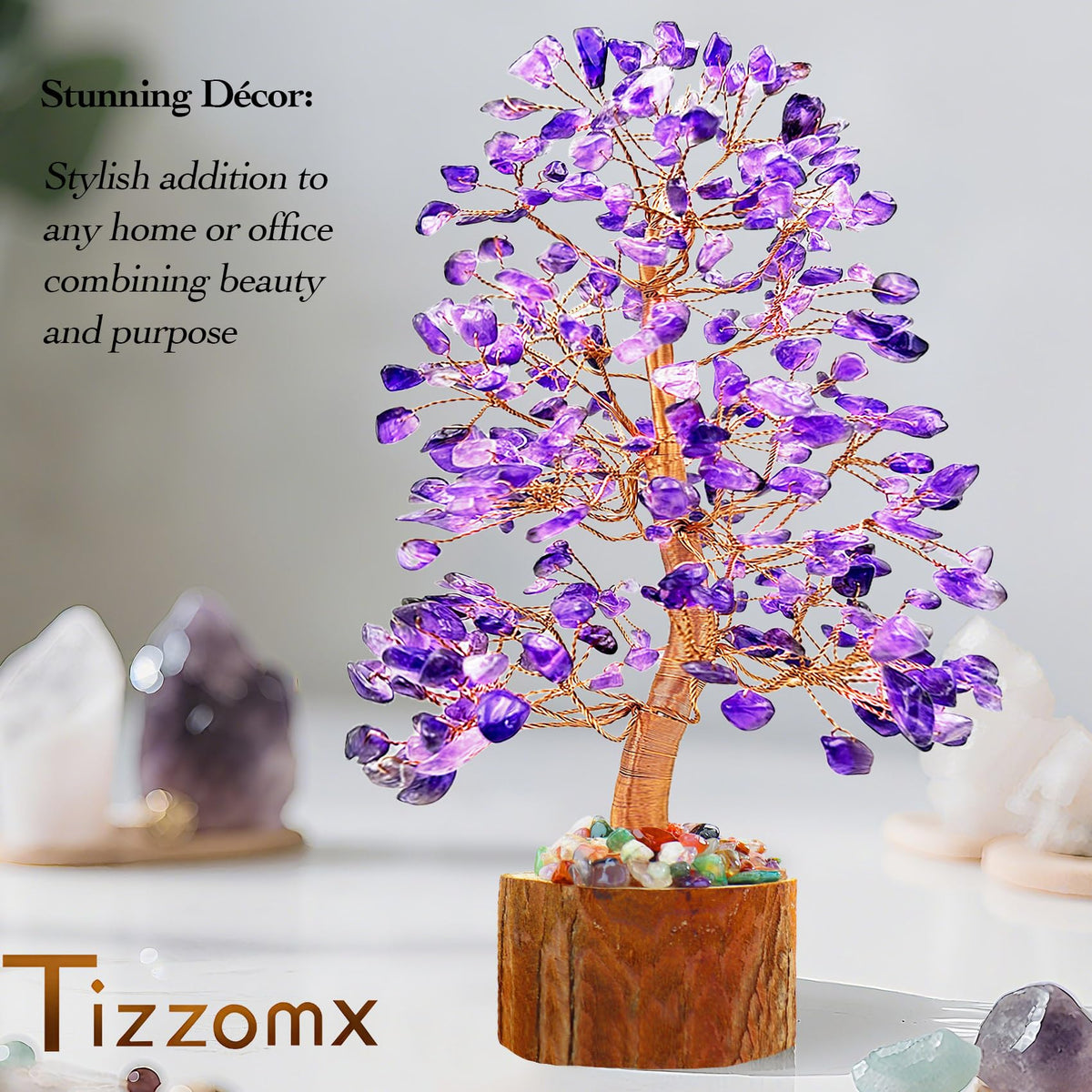 Tizzomx amethyst crystal tree gift idea for relaxation.