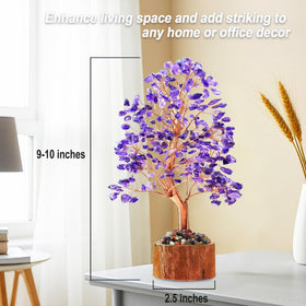Tizzomx amethyst crystal tree height 12-15 inches for shelves.
