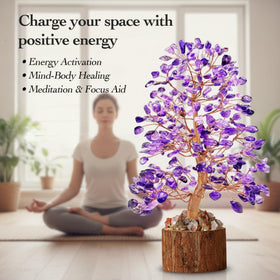 Tizzomx amethyst crystal tree wood base anchors sturdy display.