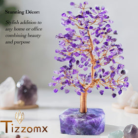 Gift-ready Tizzomx amethyst tree for birthdays or home offices.