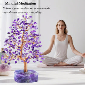 Tizzomx amethyst tree in living room enhances tranquil ambiance.
