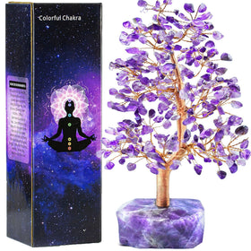 Tizzomx Amethyst Tree of Life on a desk promotes calm focus.