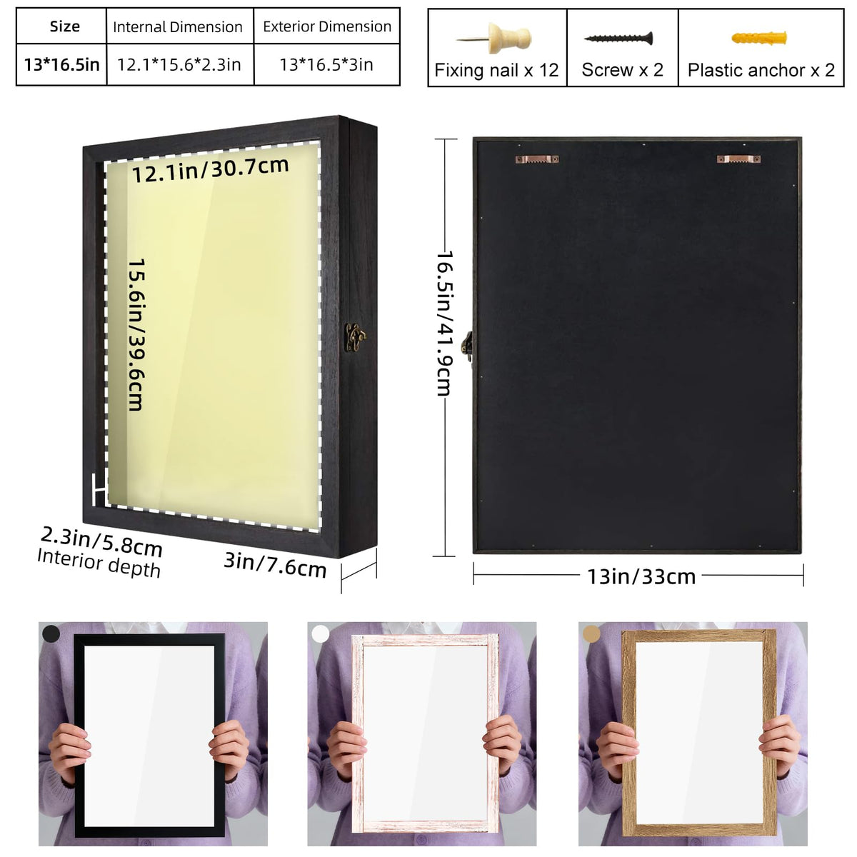 TJ.MOREE Flowers Shadow Box door-open view highlights easy swapping of keepsakes.
