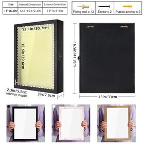 TJ.MOREE Flowers Shadow Box door-open view highlights easy swapping of keepsakes.
