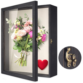 Back of TJ.MOREE Flowers Shadow Box with hooks enables wall mounting.