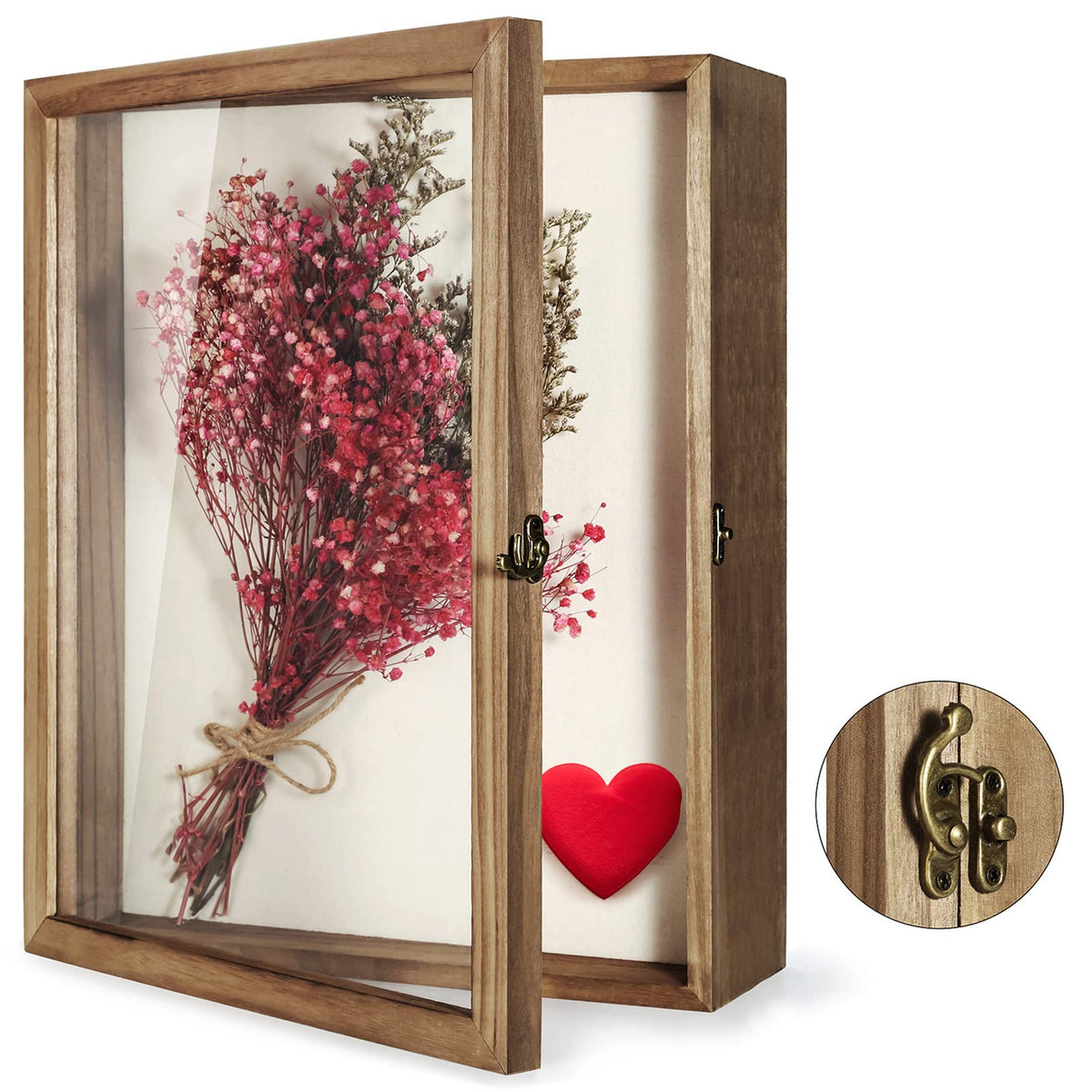 TJ.MOREE Shadow Box front door displays memories securely and keeps keepsakes organized.