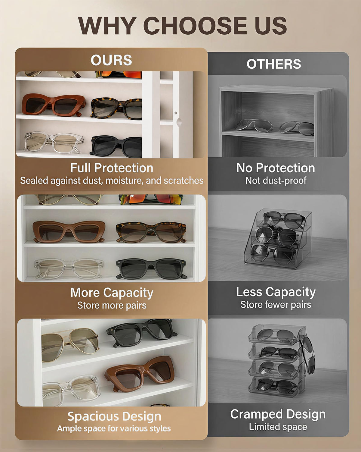 TJ.MOREE magnetic door provides easy access and prevents items from falling.