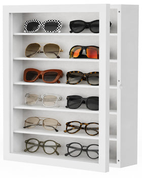 TJ.MOREE sunglasses organizer wall mounted front view for quick selection.