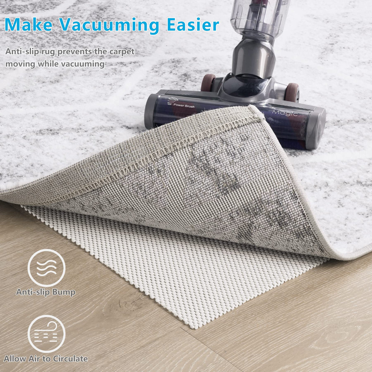 TJWODO easy-to-trim rug pad adapts to custom layouts.