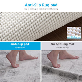 TJWODO rug pad on hardwood floor demonstrates secure grip.