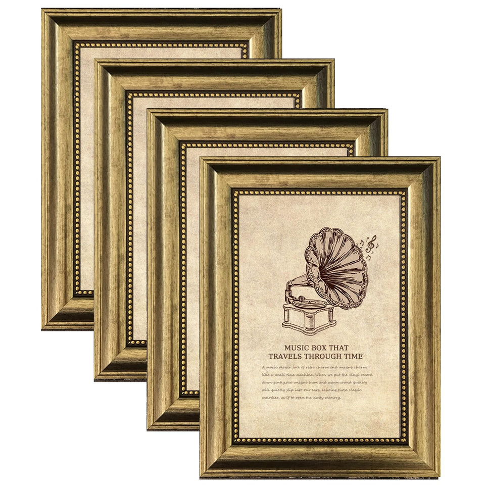 TKYGU 8x10 ornate bronze frame with beaded inlays for wall display.
